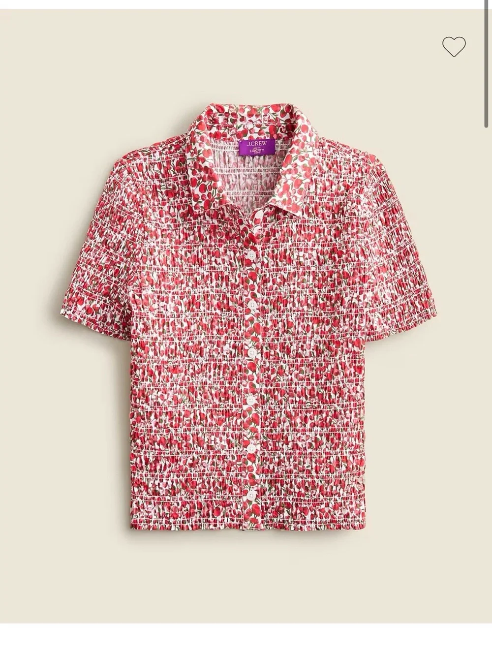 J.Crew Smocked button-up shirt in Liberty Eliza's Red fabric